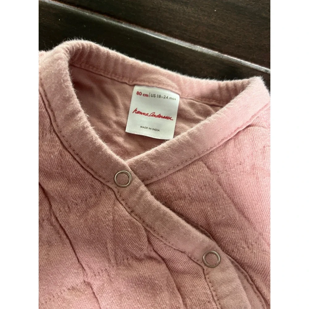 Hanna Andersson Pink Quilted Footed Sleeper Baby Girls 18-24 Months 80cm Snaps